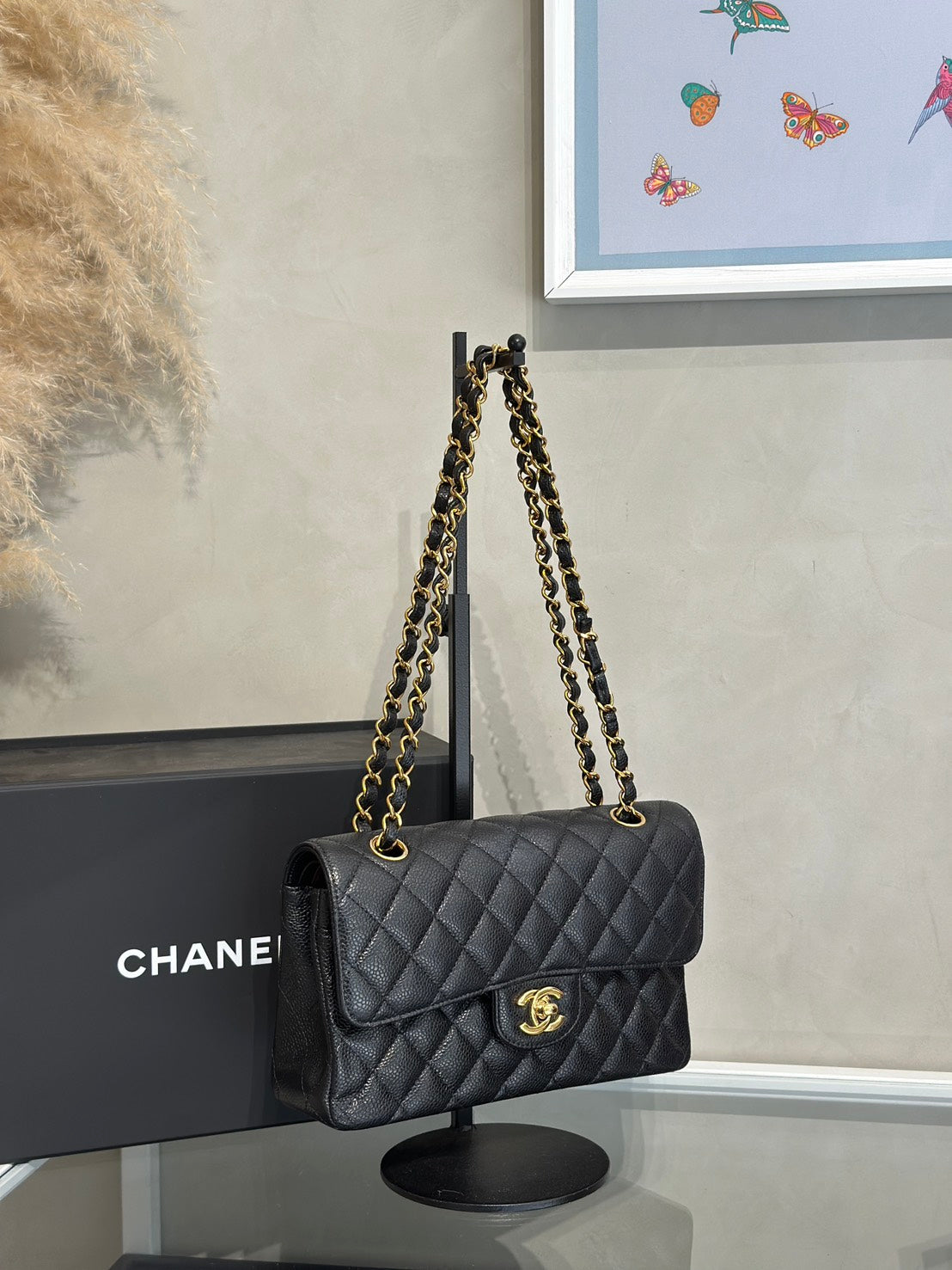 CHANEL 經典口蓋包 CF23 - 粒面牛皮黑金