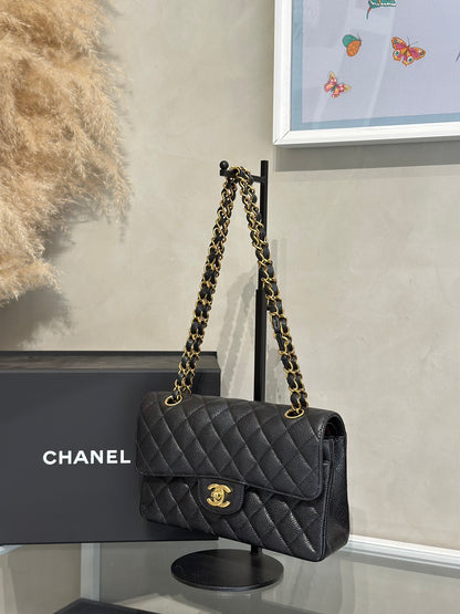CHANEL 經典口蓋包 CF23 - 粒面牛皮黑金
