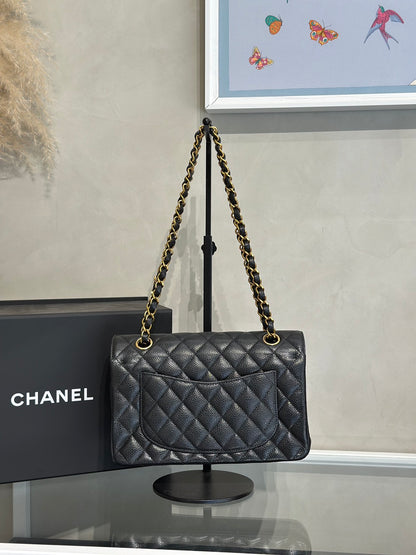 CHANEL 經典口蓋包 CF23 - 粒面牛皮黑金