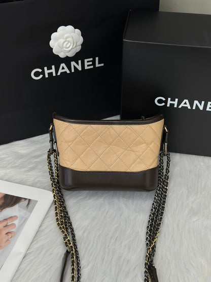 CHANEL 雙鍊條流浪包 - 小號奶茶可可26開