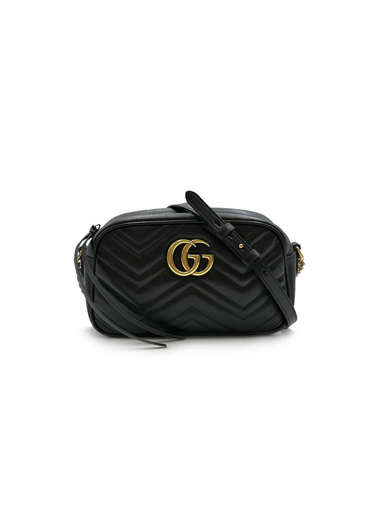 【Preowned】GUCCI Marmont 小號相機包 - 黑金