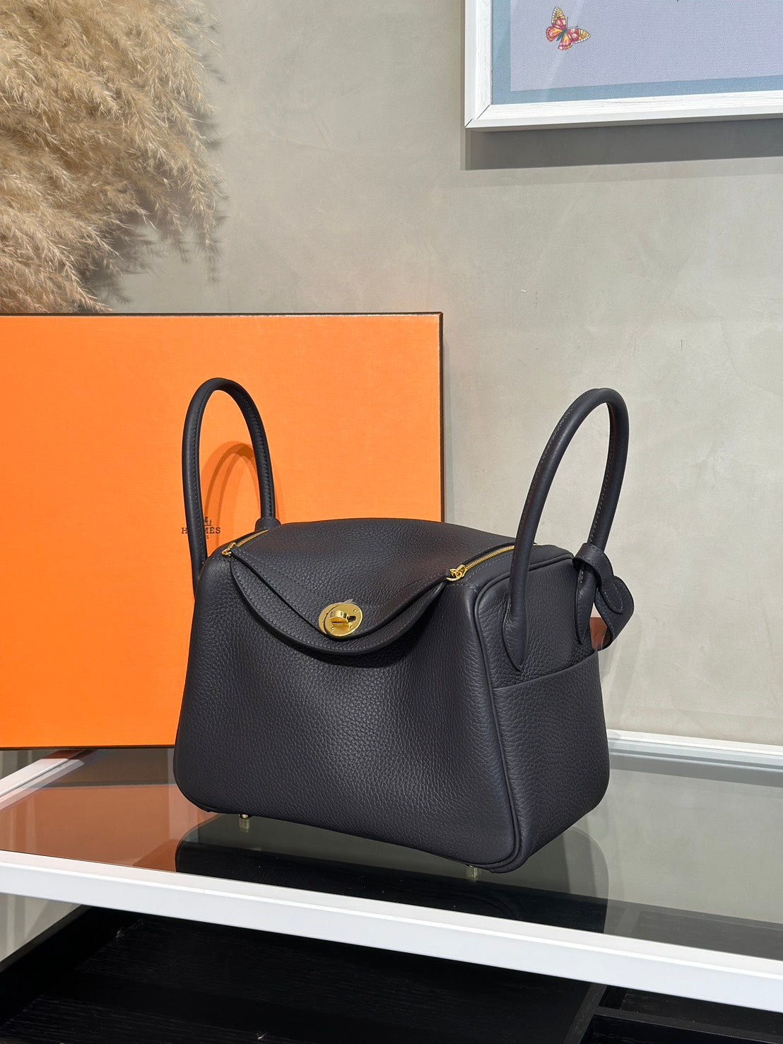 HERMES Lindy 26 - Caban 3Y 水冰藍金 K