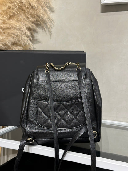 CHANEL Affinity粒面牛皮後背包 - 黑金