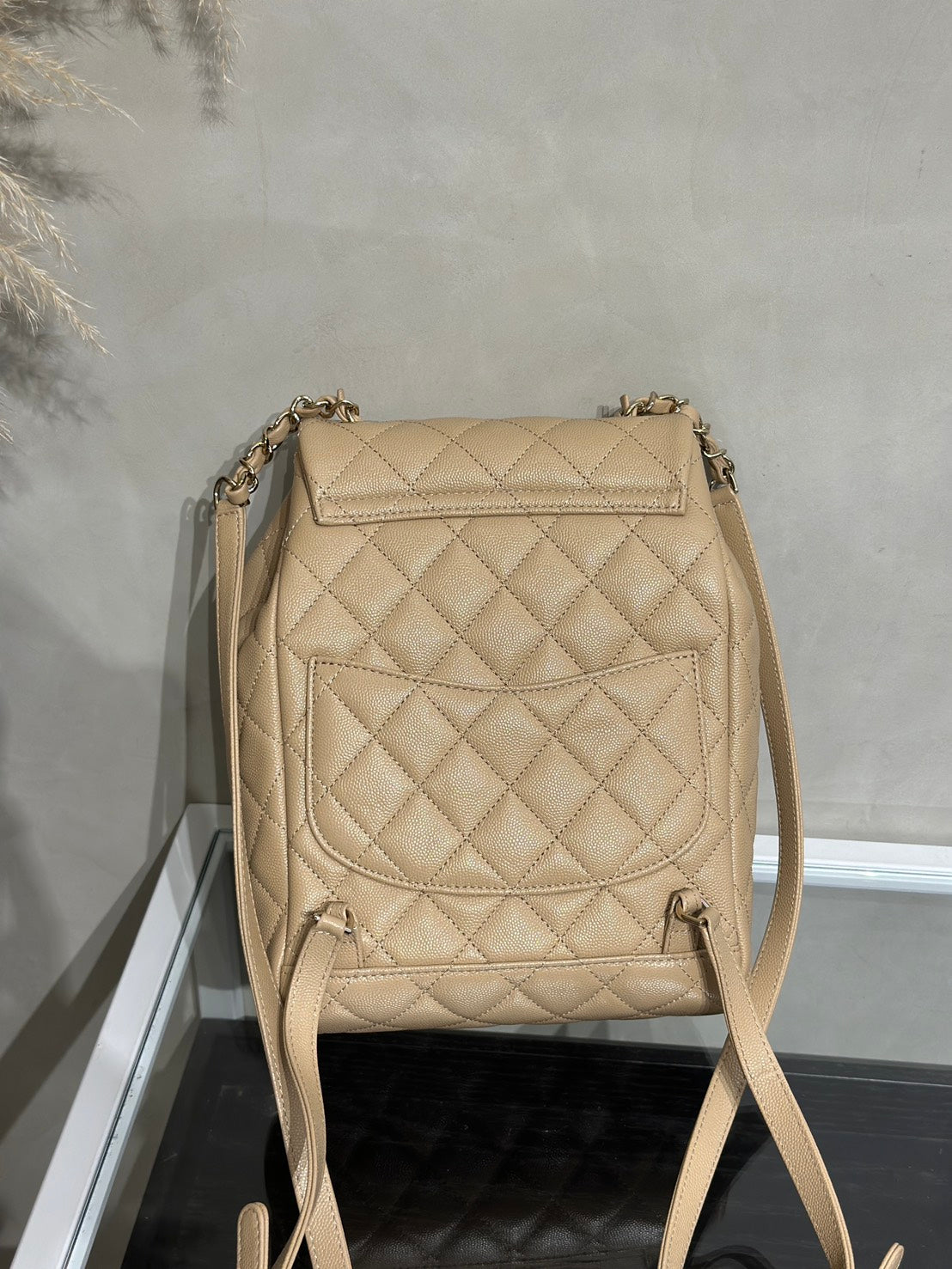 CHANEL 薩爾茨堡雙肩包 - 小號米金