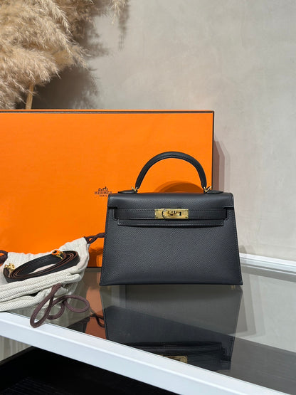 HERMES Mini Kelly ll - Noir 89 黑金 B