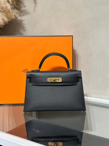HERMES Mini Kelly ll - Noir 89 黑金 B