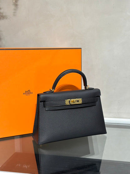 HERMES Mini Kelly ll - Noir 89 黑金 B