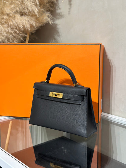 HERMES Mini Kelly ll - Noir 89 黑金 B