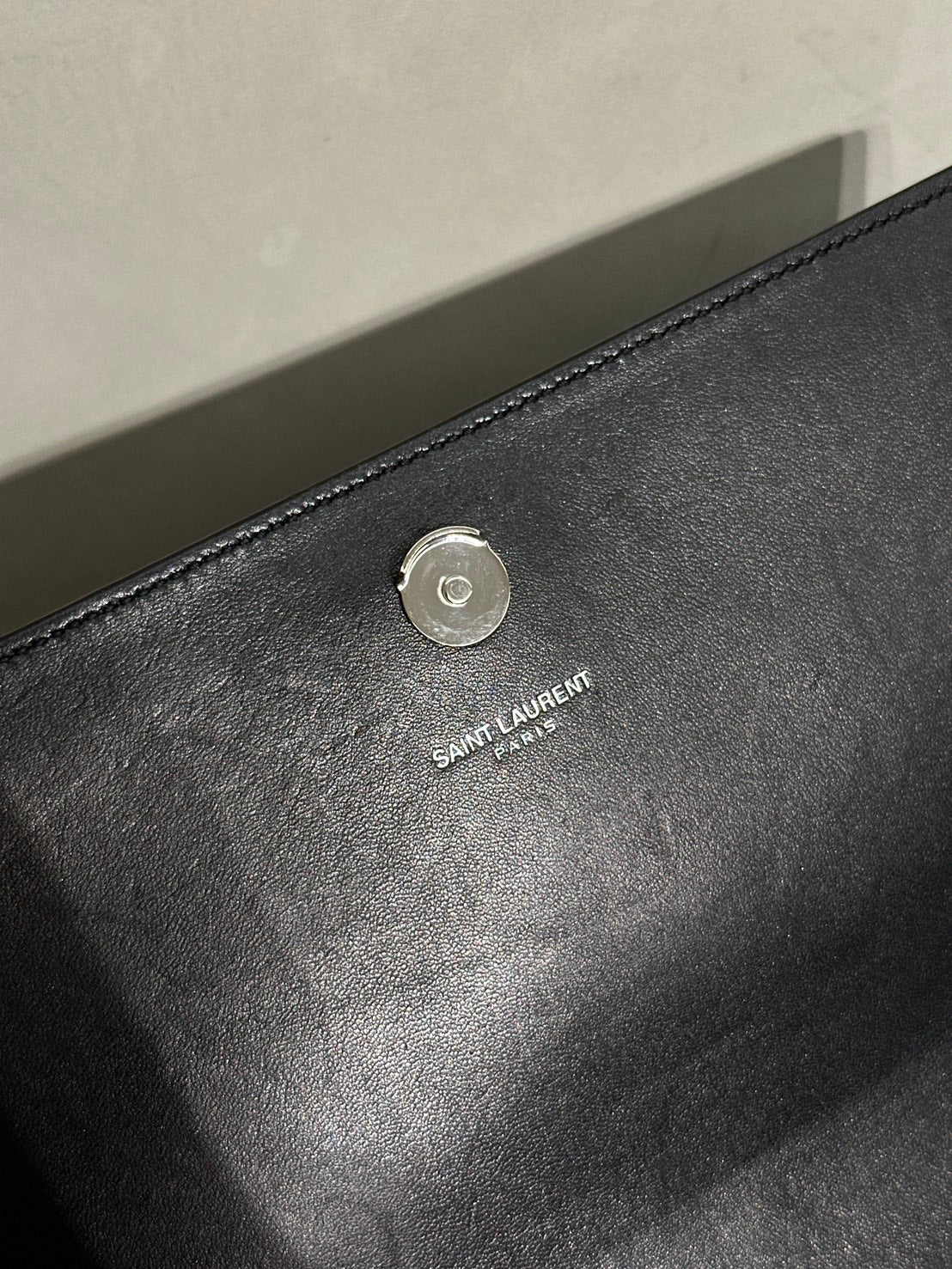 YSL 蛇皮壓紋鍊包 - 黑銀