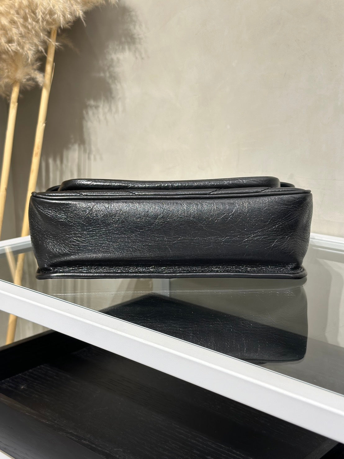 YSL Niki 小牛皮手袋 - 中號黑字銀鍊