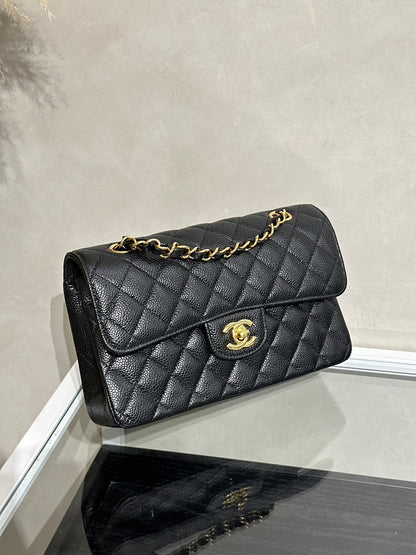 CHANEL 經典口蓋包 CF23 - 粒面牛皮黑金
