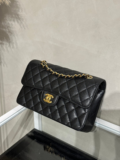 CHANEL 經典口蓋包 CF23 - 粒面牛皮黑金