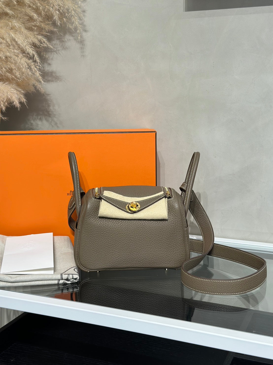 HERMES Mini Lindy - Etoupe 18 大象灰金 Y