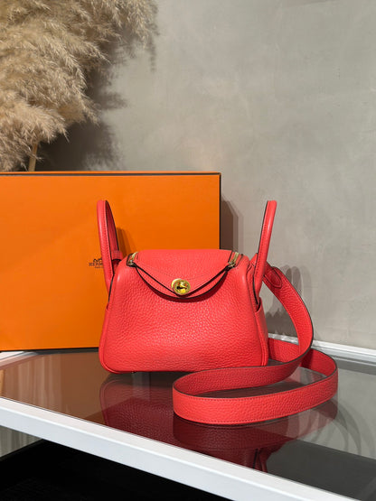 HERMES Mini Lindy - Rose Texas 0E 德克薩斯粉金 Z