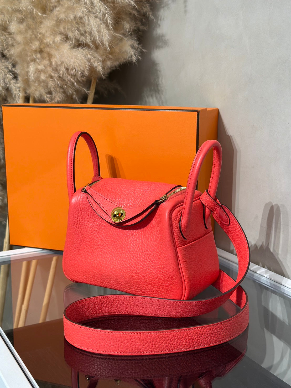 HERMES Mini Lindy - Rose Texas 0E 德克薩斯粉金 Z