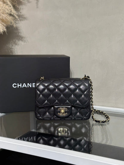 CHANEL 經典口蓋包方胖子 17 - 黑金23開