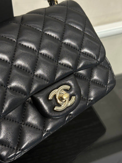 CHANEL 經典口蓋包方胖子 17 - 黑金23開