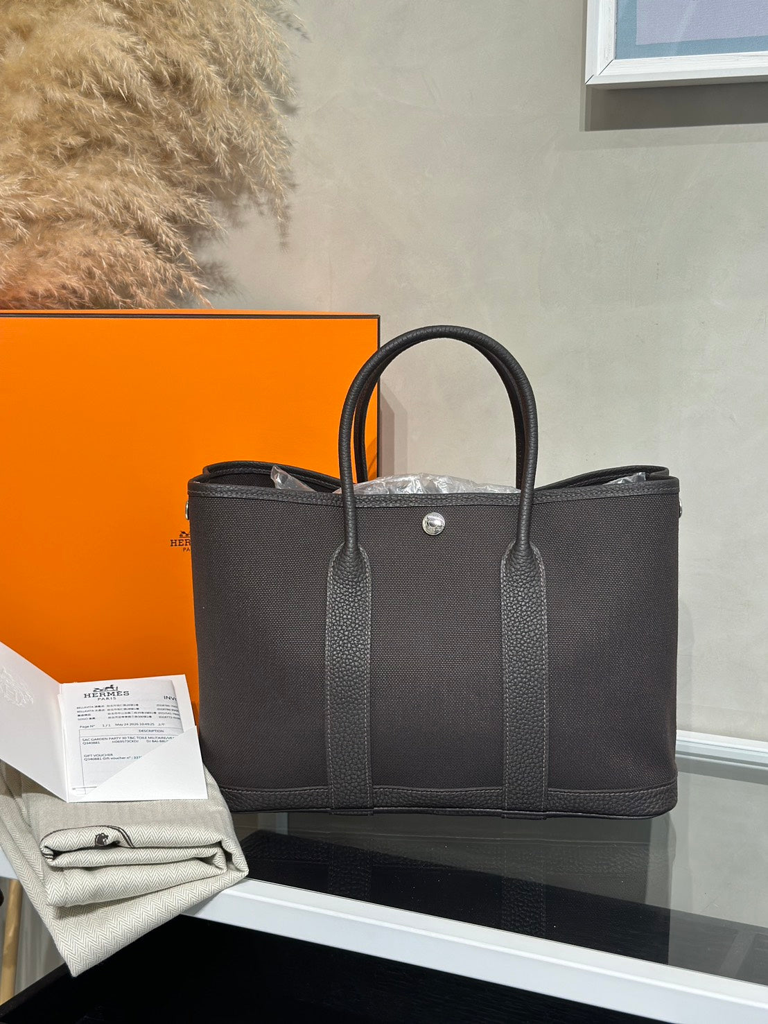 HERMES Garden Party 30 - Bai Brun T3 帆布棗棕色 G