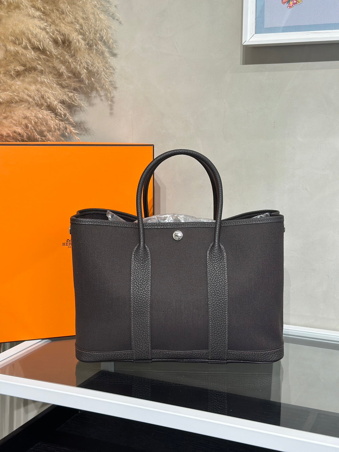 HERMES Garden Party 30 - Bai Brun T3 帆布棗棕色 G