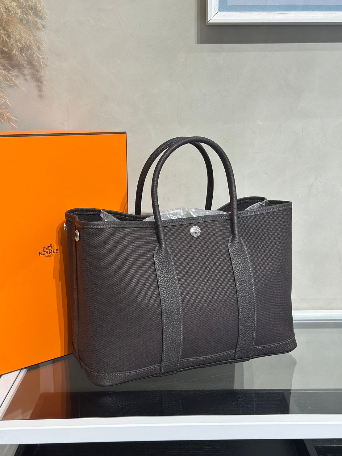 HERMES Garden Party 30 - Bai Brun T3 帆布棗棕色 G