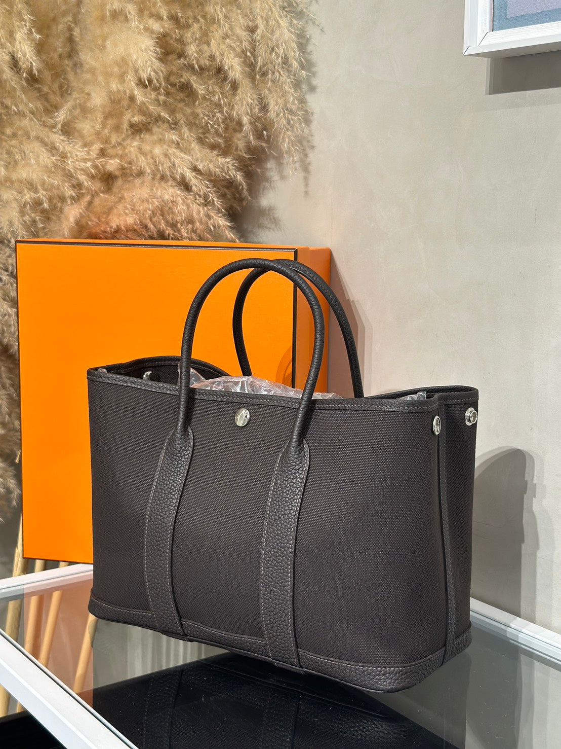 HERMES Garden Party 30 - Bai Brun T3 帆布棗棕色 G