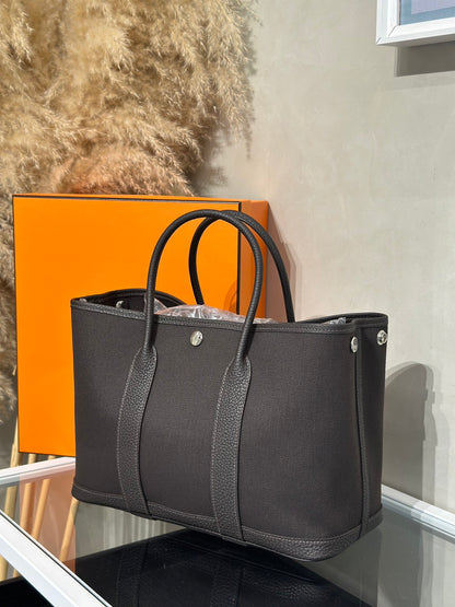 HERMES Garden Party 30 - Bai Brun T3 帆布棗棕色 G