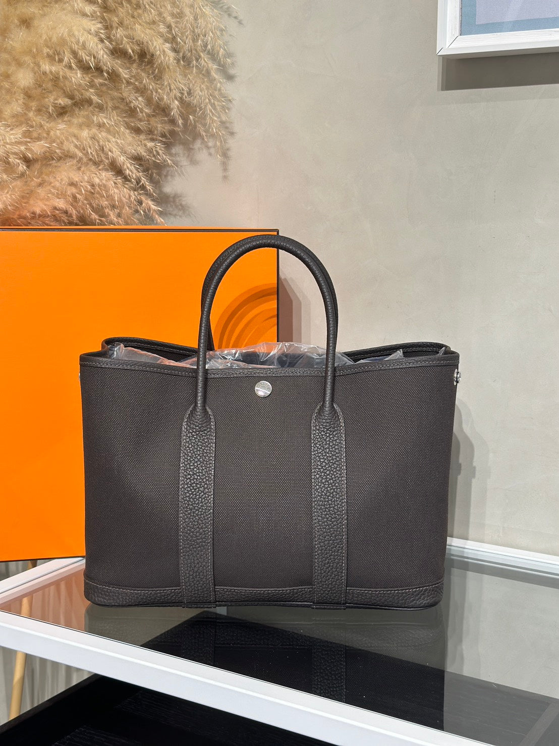 HERMES Garden Party 30 - Bai Brun T3 帆布棗棕色 G