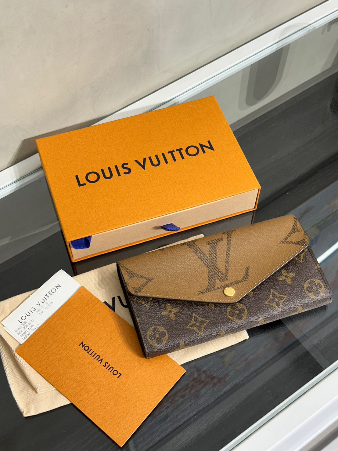 LOUIS VUITTON Sarah信封雙折拚色長夾