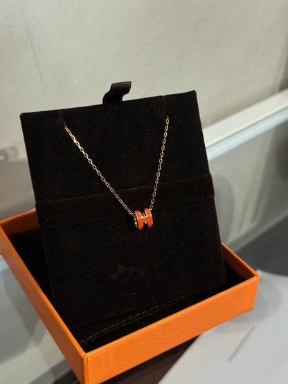 HERMES Mini Pop H項鍊 - 愛馬仕橘金