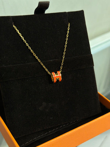 HERMES Mini Pop H項鍊 - 愛馬仕橘金