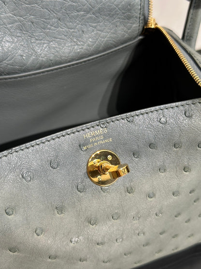 HERMES Mini Lindy - Vert Amande 63 鴕鳥皮杏仁綠金 U
