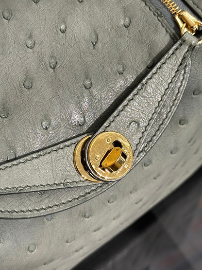 HERMES Mini Lindy - Vert Amande 63 鴕鳥皮杏仁綠金 U