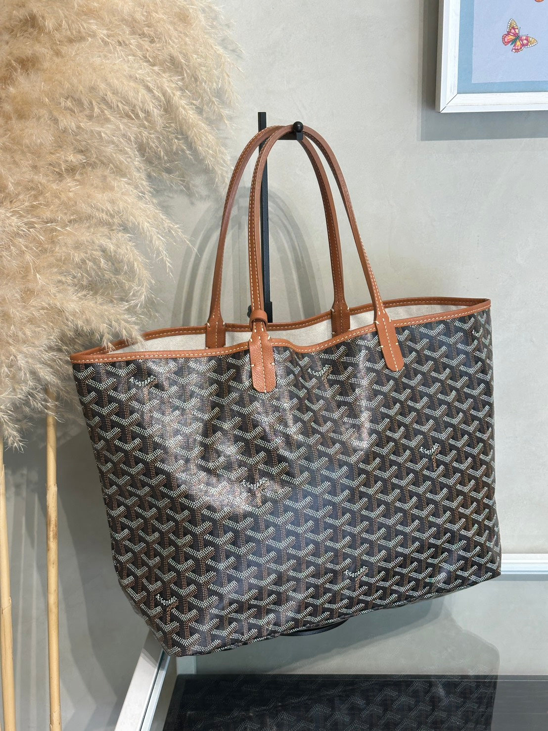 GOYARD 經典亞麻帆布Tote - 小號棕