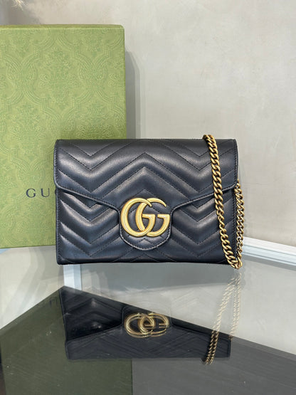 GUCCI Marmont Matelasse風琴WOC - 黑金
