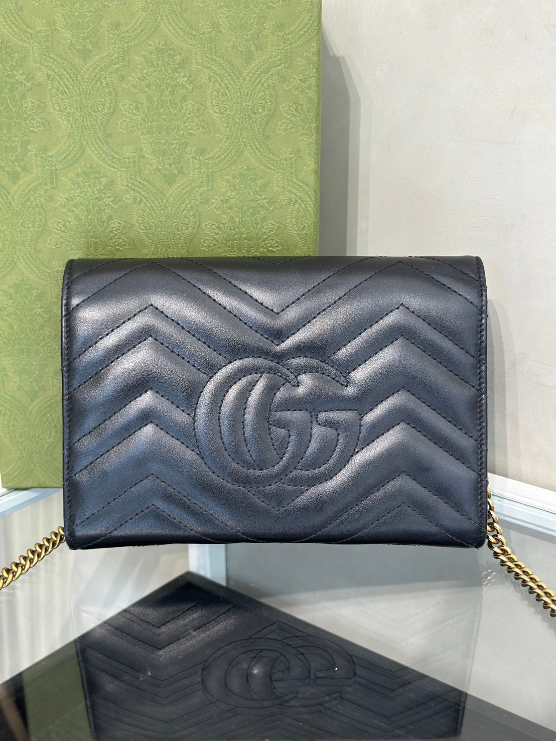 GUCCI Marmont Matelasse風琴WOC - 黑金