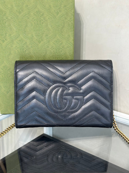 GUCCI Marmont Matelasse風琴WOC - 黑金