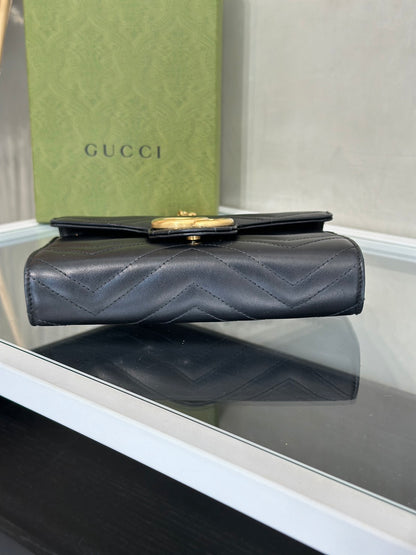 GUCCI Marmont Matelasse風琴WOC - 黑金