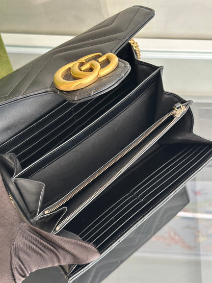 GUCCI Marmont Matelasse風琴WOC - 黑金