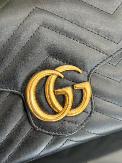 GUCCI Marmont Matelasse風琴WOC - 黑金