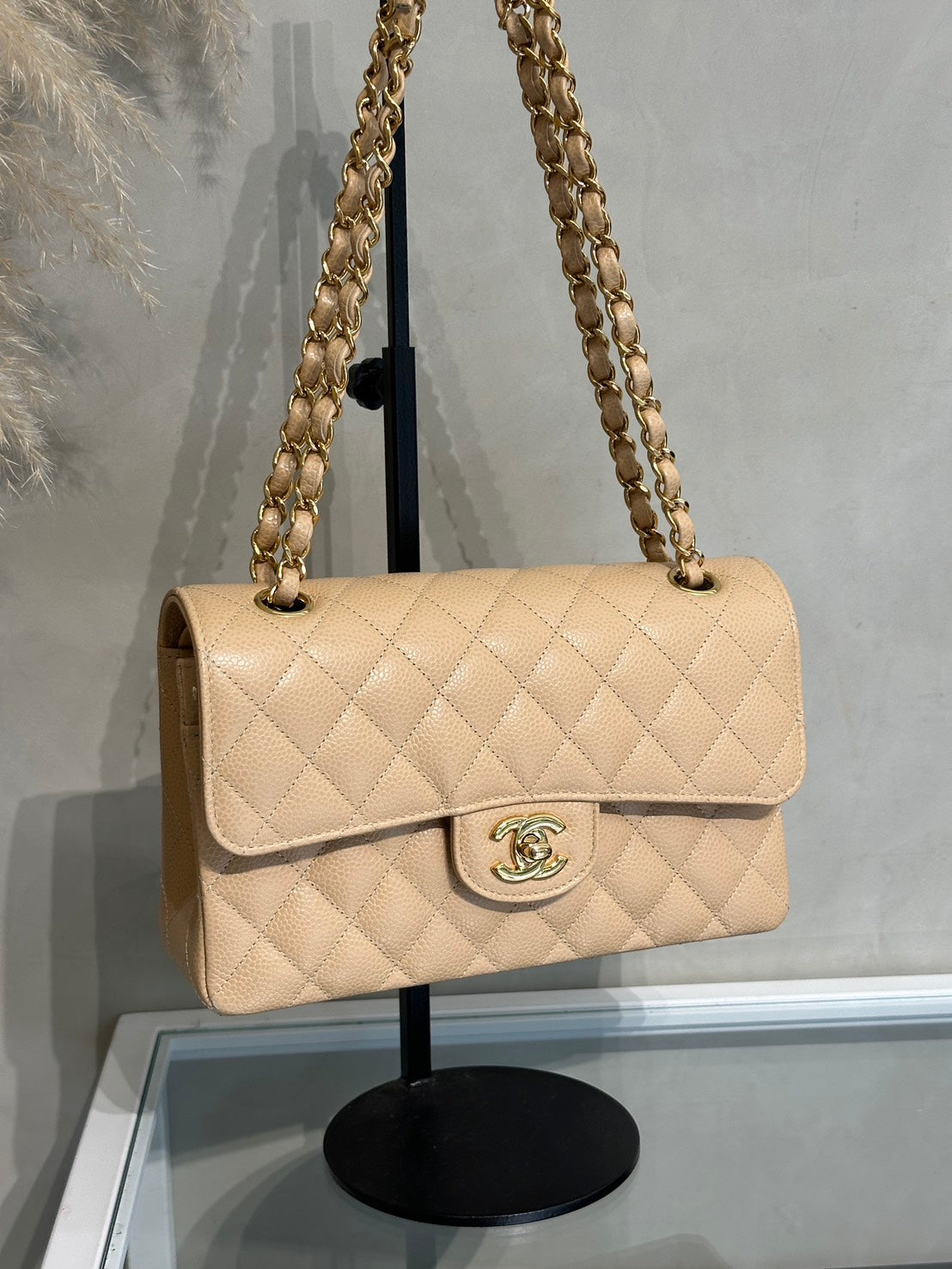 CHANEL 經典口蓋包 CF23 - 粒面牛皮米金