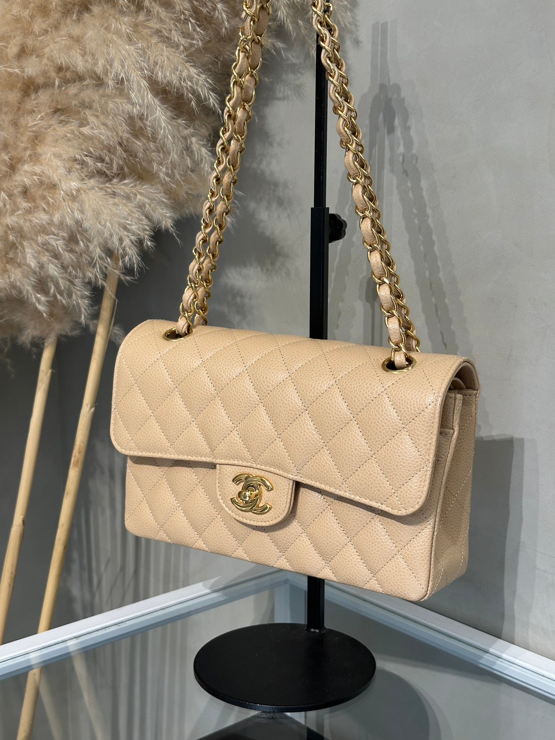 CHANEL 經典口蓋包 CF23 - 粒面牛皮米金
