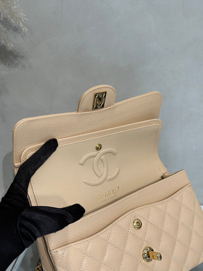 CHANEL 經典口蓋包 CF23 - 粒面牛皮米金