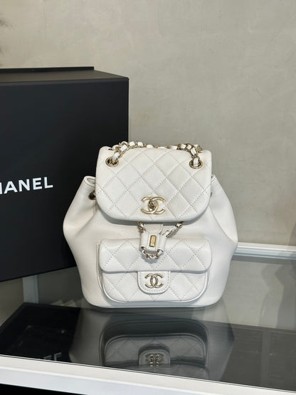 CHANEL Duma小牛皮後背包 - 小號白金
