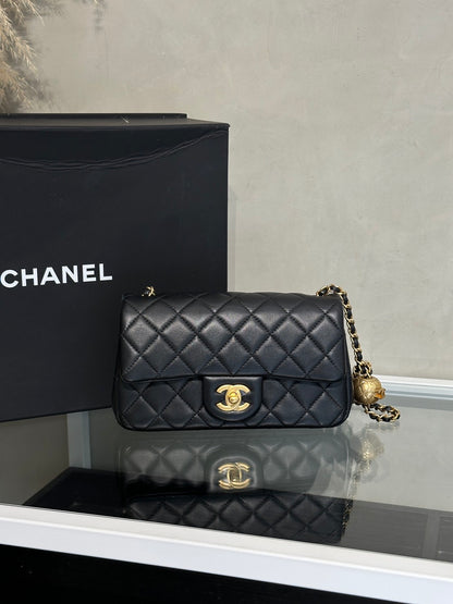 CHANEL 經典口蓋包Mini CF20 - 金球黑金