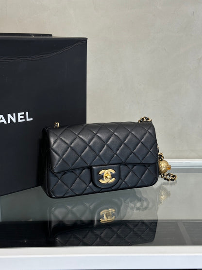 CHANEL 經典口蓋包Mini CF20 - 金球黑金