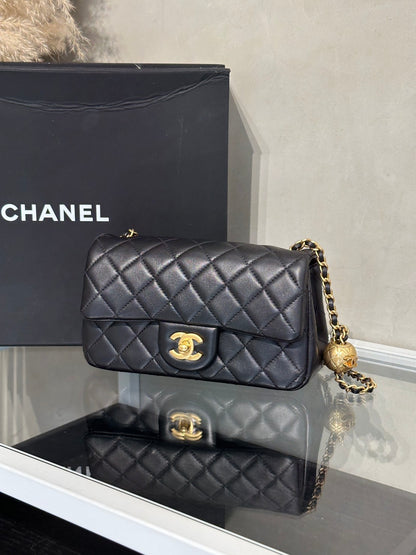 CHANEL 經典口蓋包Mini CF20 - 金球黑金