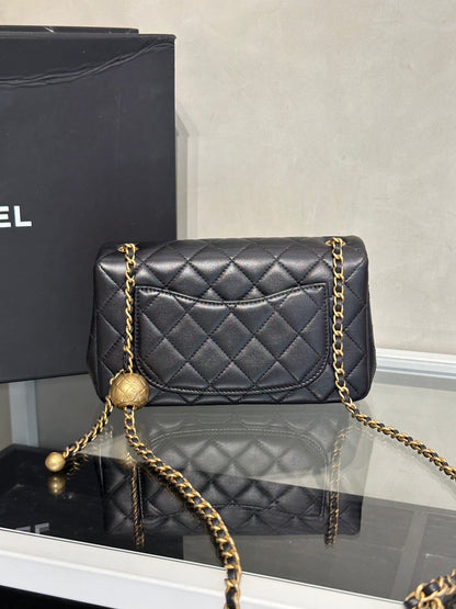 CHANEL 經典口蓋包Mini CF20 - 金球黑金