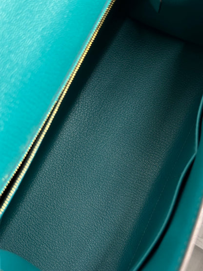 HERMES Kelly 28 - Bleu Paon/Bleu Electrique 孔雀藍拚電光藍金 A