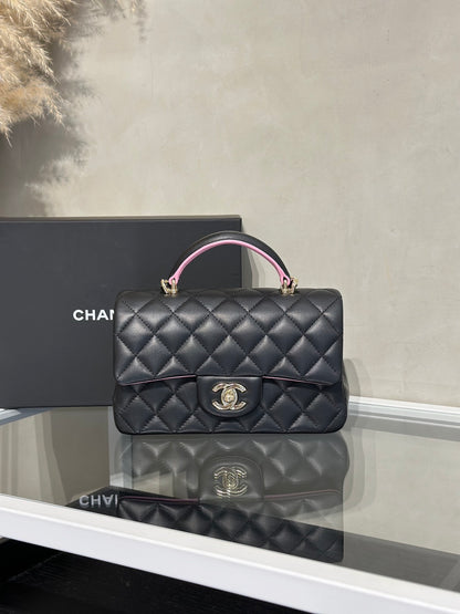 CHANEL 23P Handle Mini CF20 - 黑拚粉金