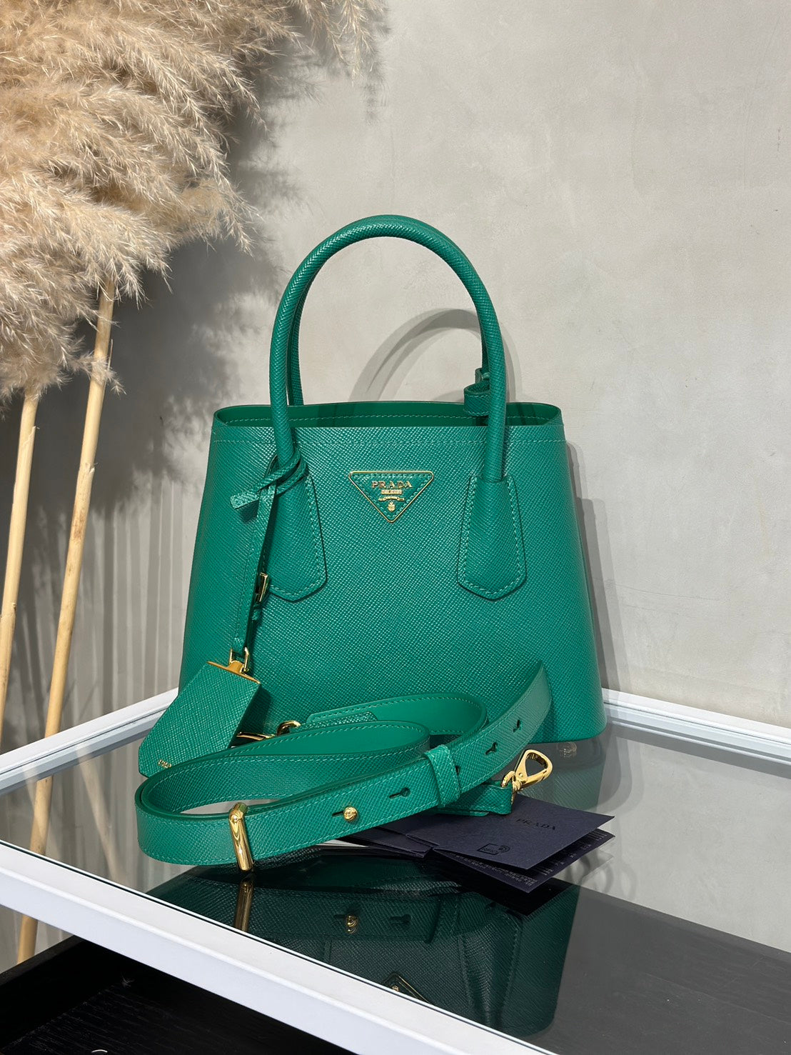 PRADA Double Saffiano手提包 - 綠